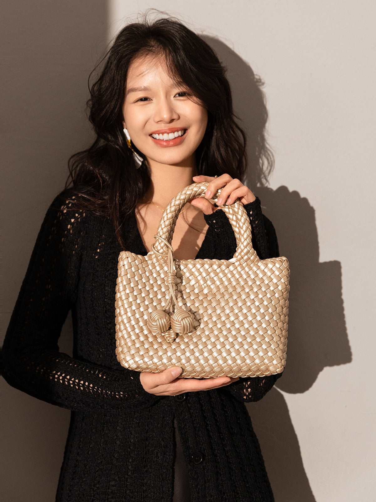 Happy Mini Woven Leather Top Handle Bag - Image 2