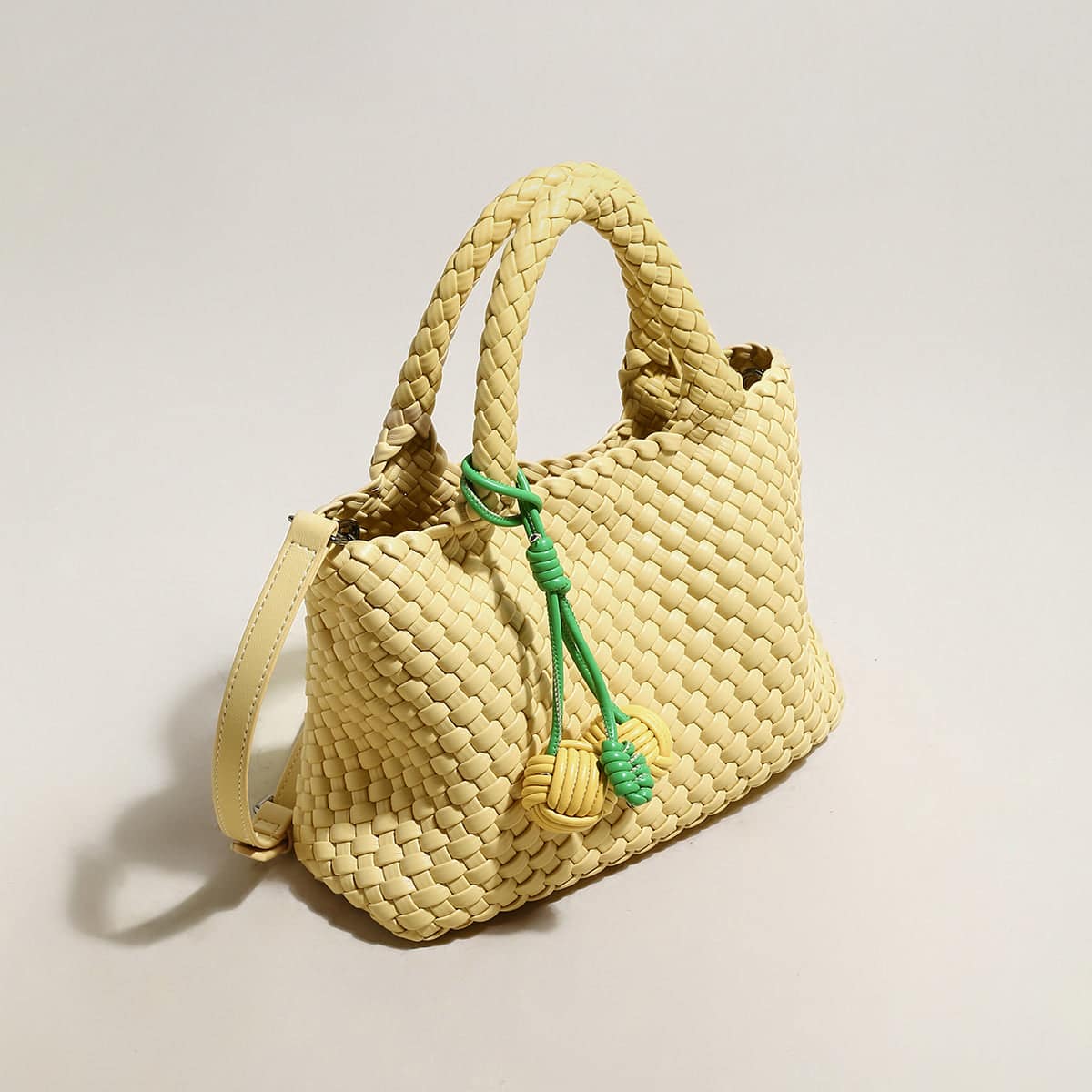 Happy Mini Woven Leather Top Handle Bag - Image 7