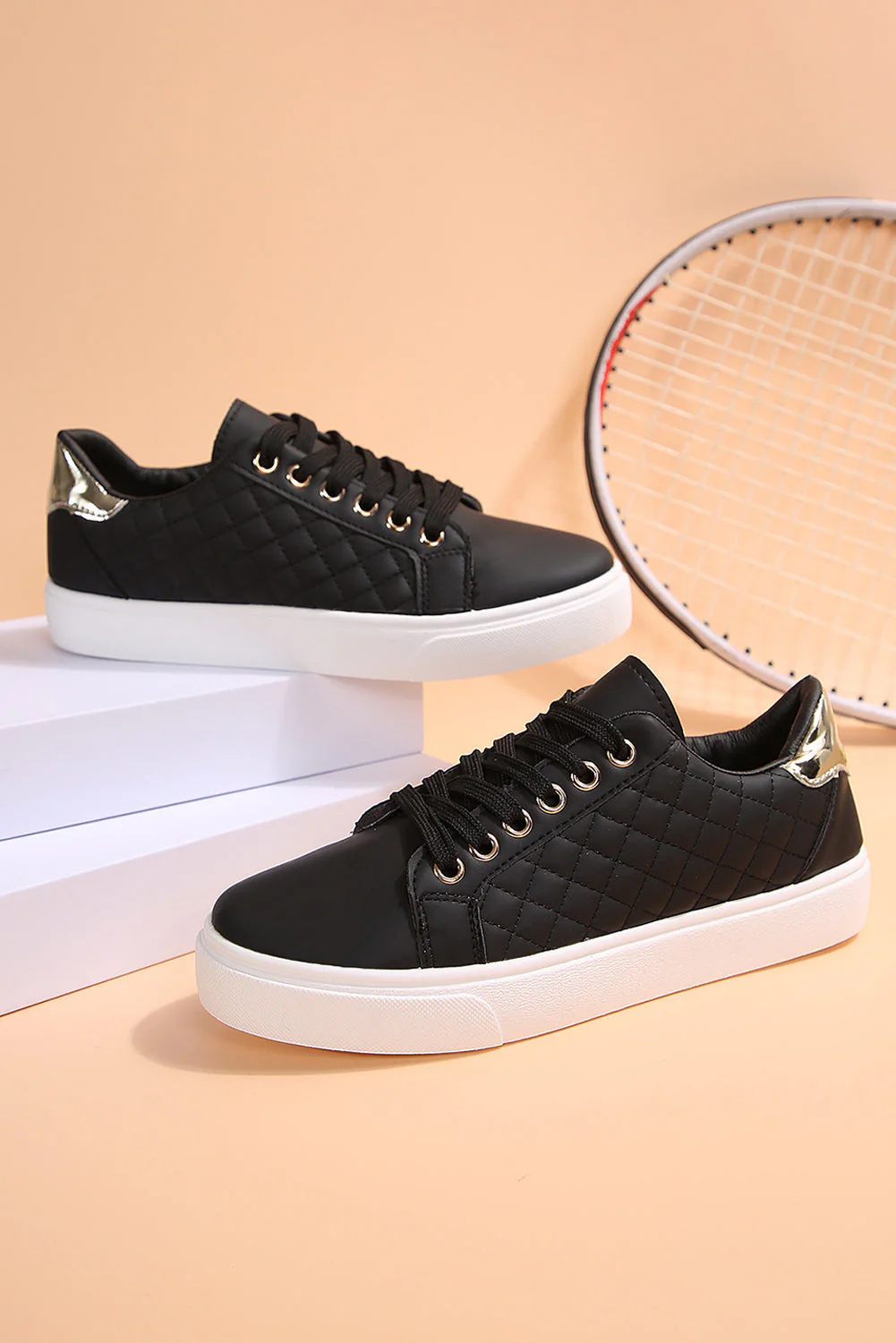 Threaded Pear Harper Quilted Lace Up Sneakers - Image 5