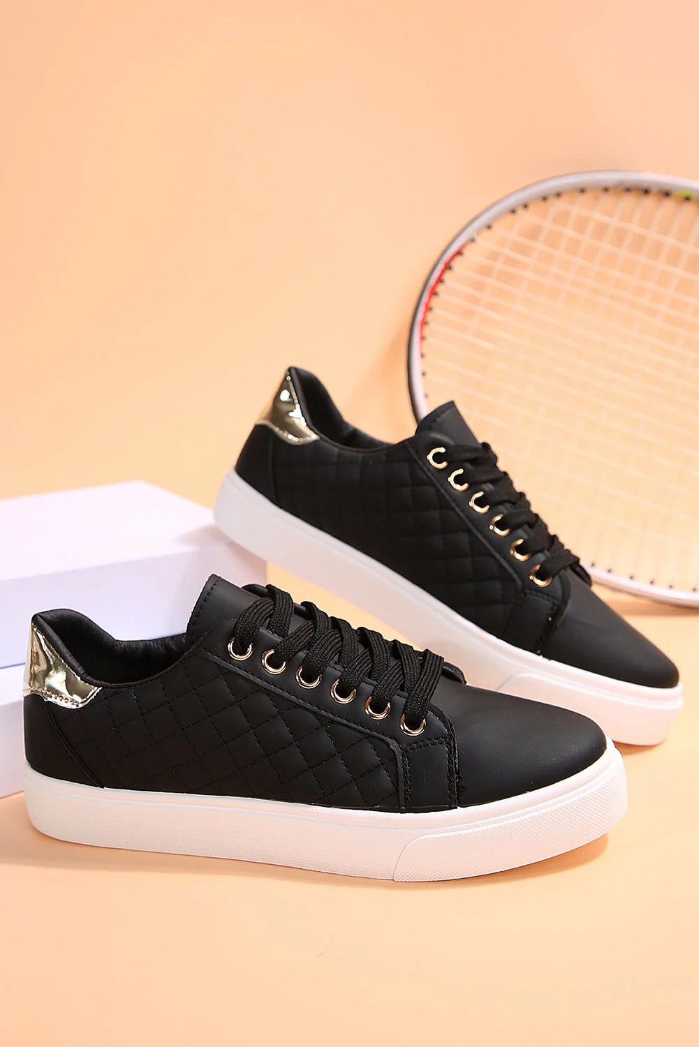 Threaded Pear Harper Quilted Lace Up Sneakers - Image 6