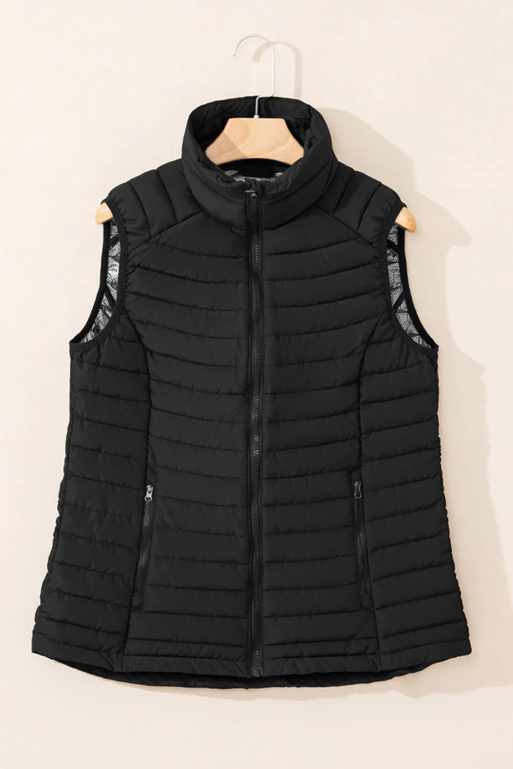 Threaded Pear Harper Quilted Zipped Puffer Vest - Image 3
