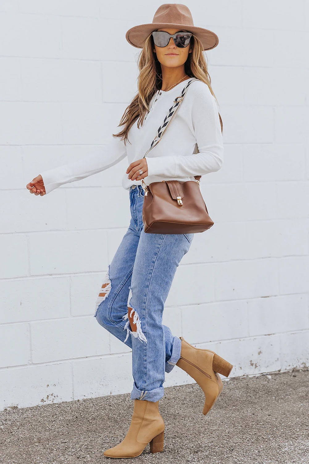 Threaded Pear Harper Waffle Knit Henley Top - Image 3