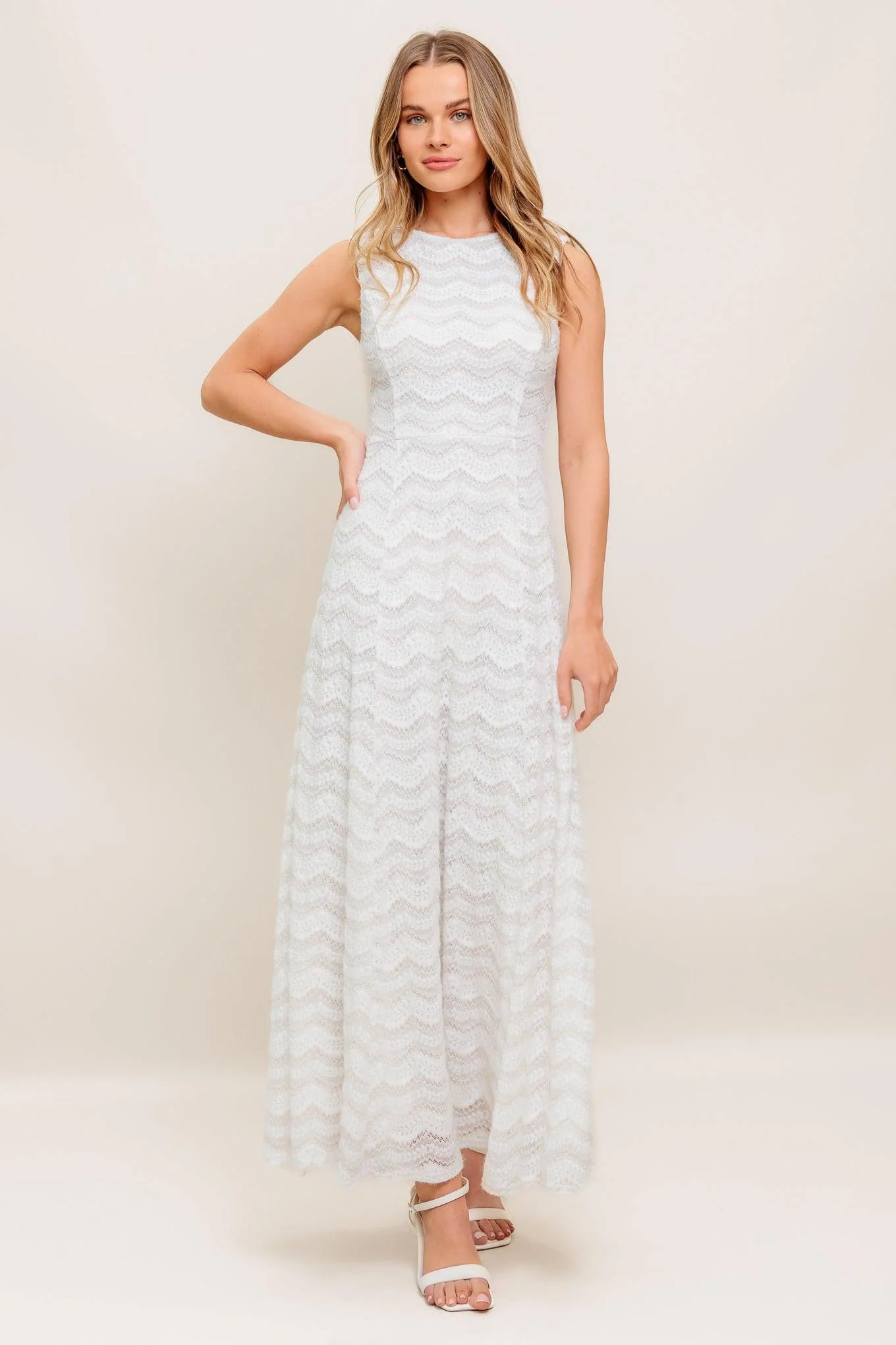 Heartfelt Cream Woven Lace Ankle Dress - Image 4