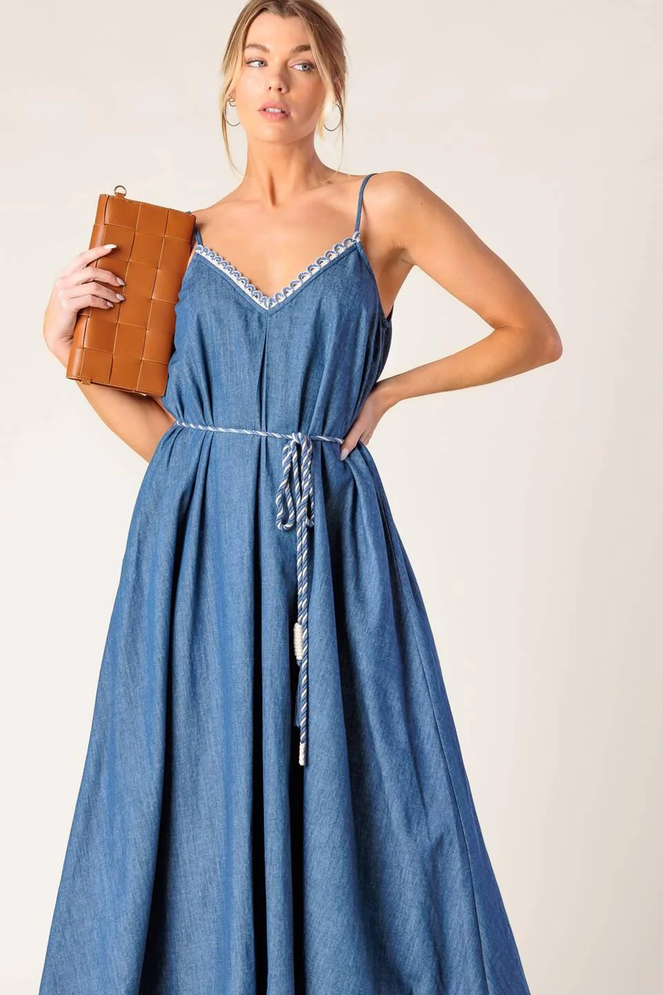 Heartfelt Moment Denim Midi Dress - Image 3