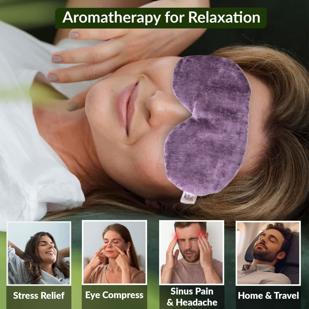 Heated Eye Mask for Dry Eyes | Cooling Sleep Mask with Yoga Pillow | Eye Compress, Migraine Relief, Meditation Accessories, Sleeping Mask for Women | Kozi Eye Pillow for Relaxation (Amethyst) - Image 6