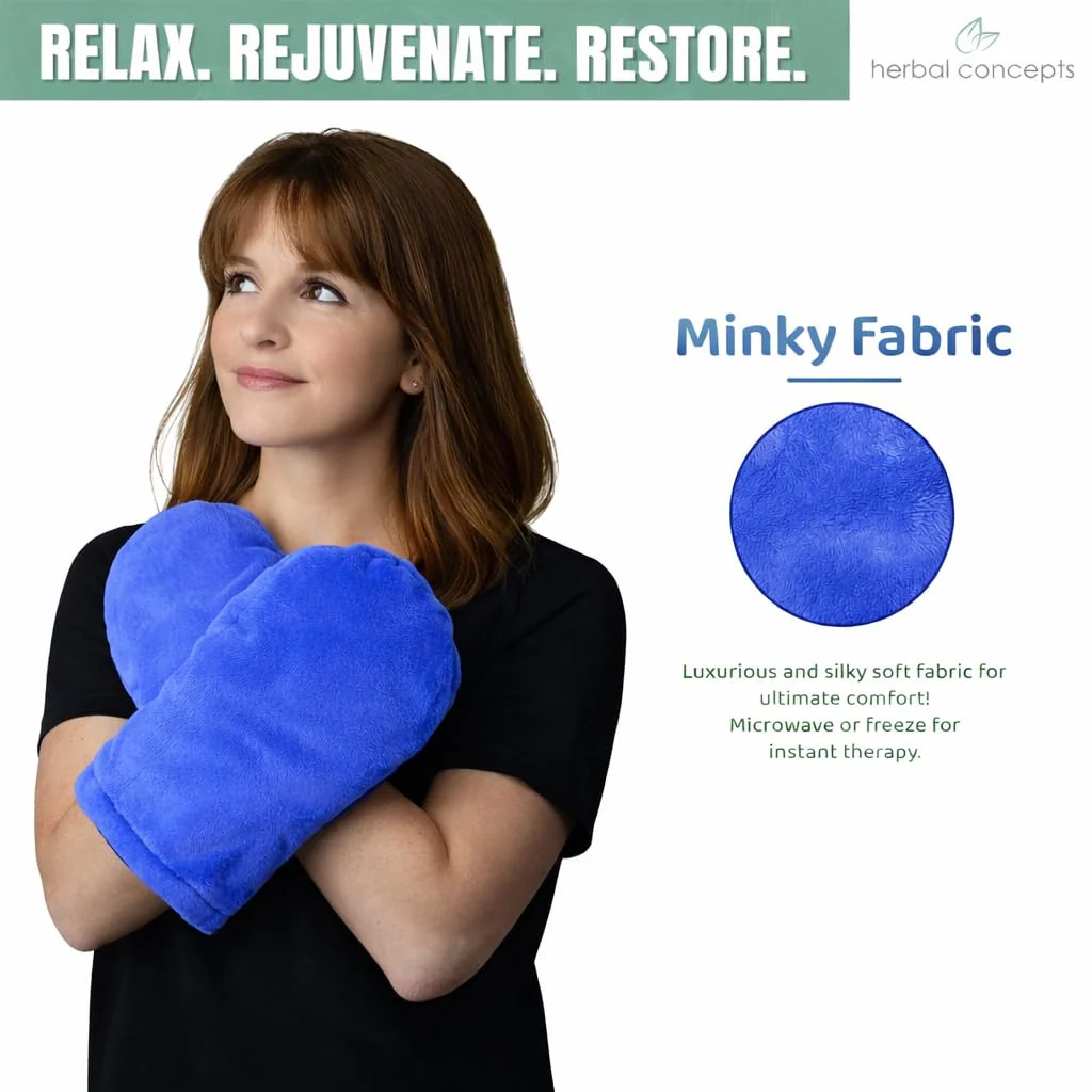 Herbal Concepts Comfort Mitts Hot and Cold Aromatherapy Gloves with 12 Herbs for Arthritis, Trigger Finger,Carpal Tunnel, Slate Blue - Image 7
