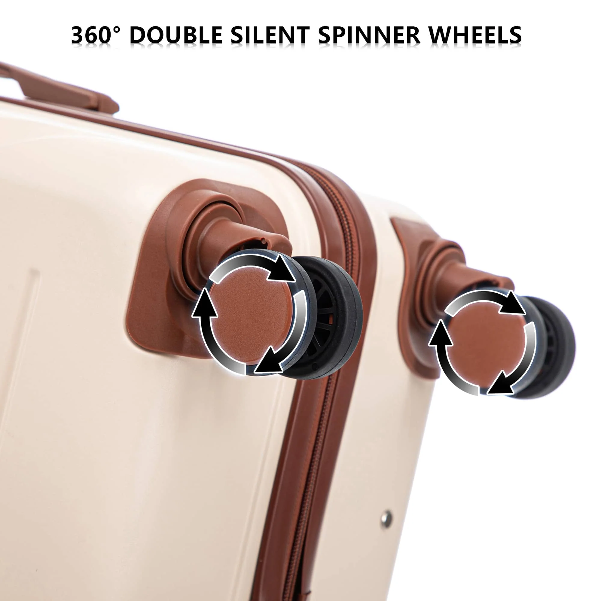 HIFINE TOURIST 20"/24"/28" 3 pcs/set in ABS Spinner Wheel Luggage, Matching Color , With Combination Lock (Beige) - Image 8