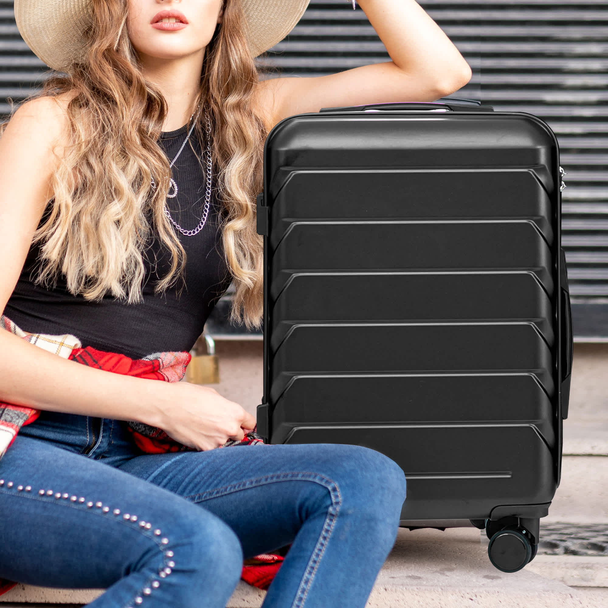 HIFINE TOURIST 20"/24"/28" 3 pcs/set in ABS Spinner Wheel Luggage, Matching Color , With Combination Lock (Black) - Image 6