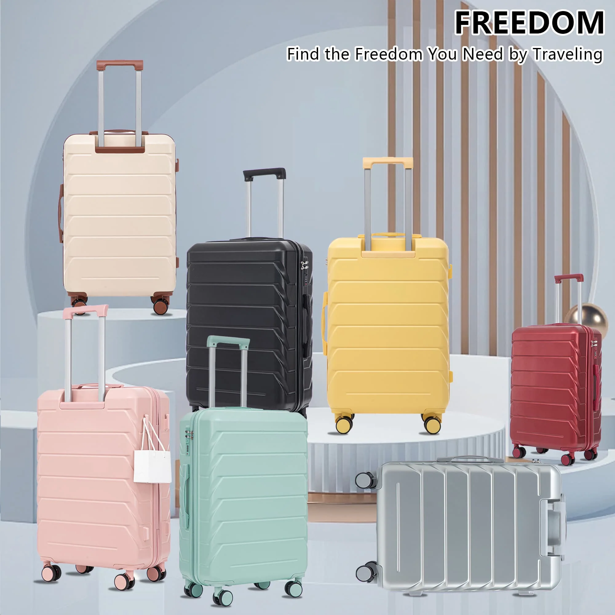 HIFINE TOURIST 20"/24"/28" 3 pcs/set in ABS Spinner Wheel Luggage, Matching Color , With Combination Lock (Pink) - Image 10