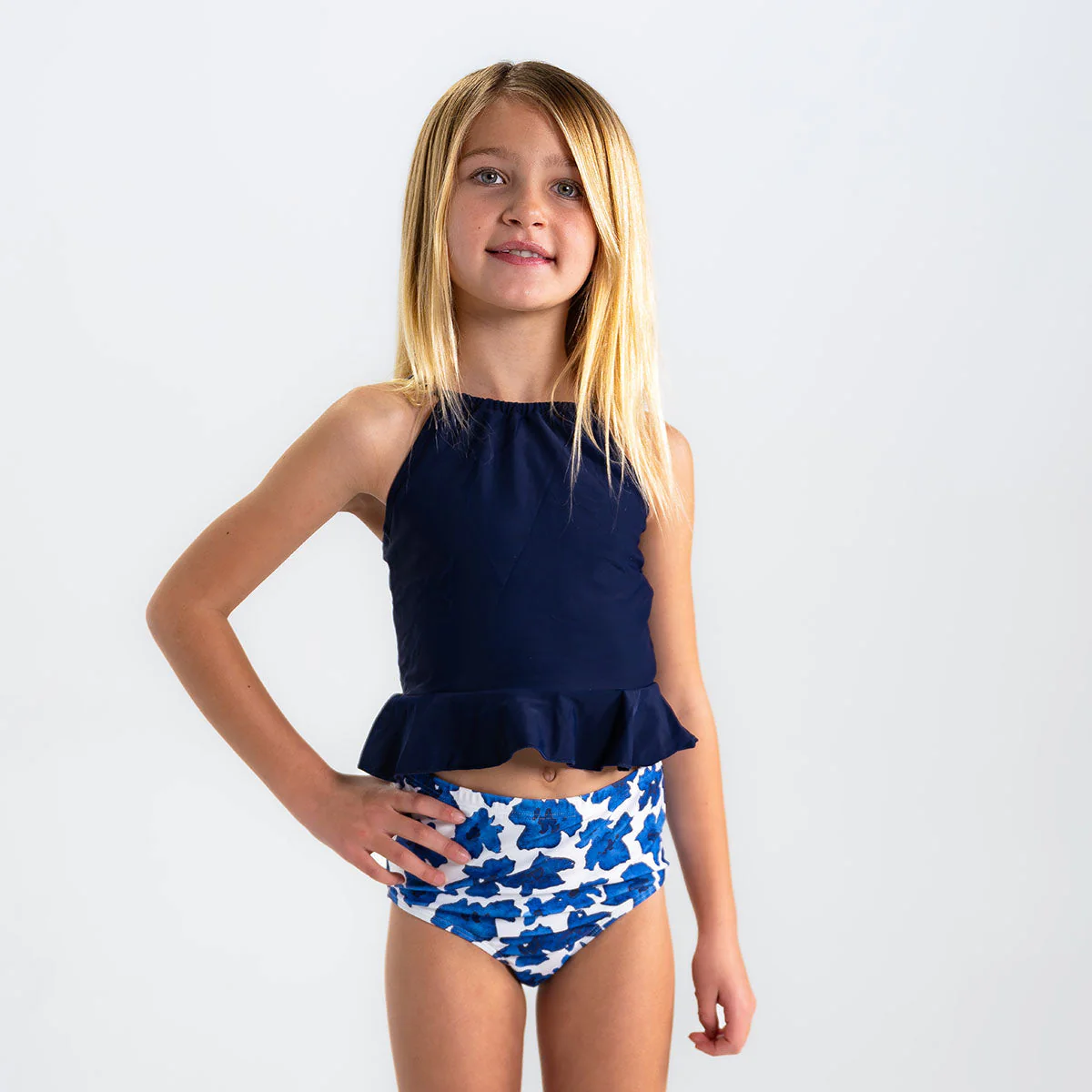 High Neck Peplum Tankini Top (Girls) - Image 10