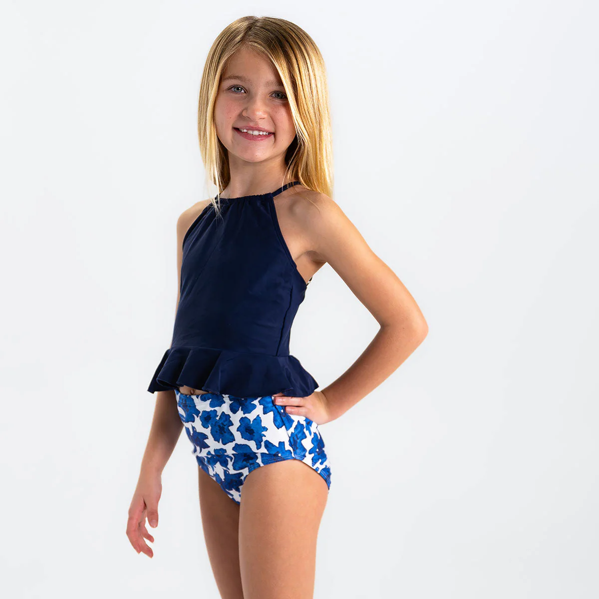 High Neck Peplum Tankini Top (Girls) - Image 12