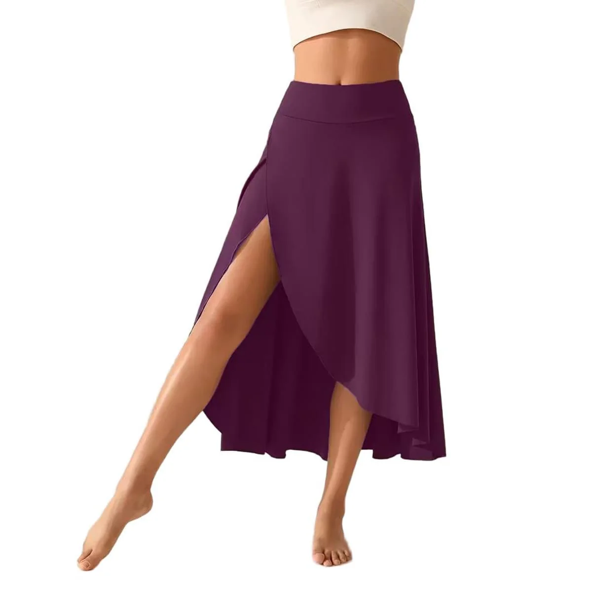 High Waist Split Skirt with Pockets, Flowy Maxi Skirt for Yoga & Casual Wear - Image 17