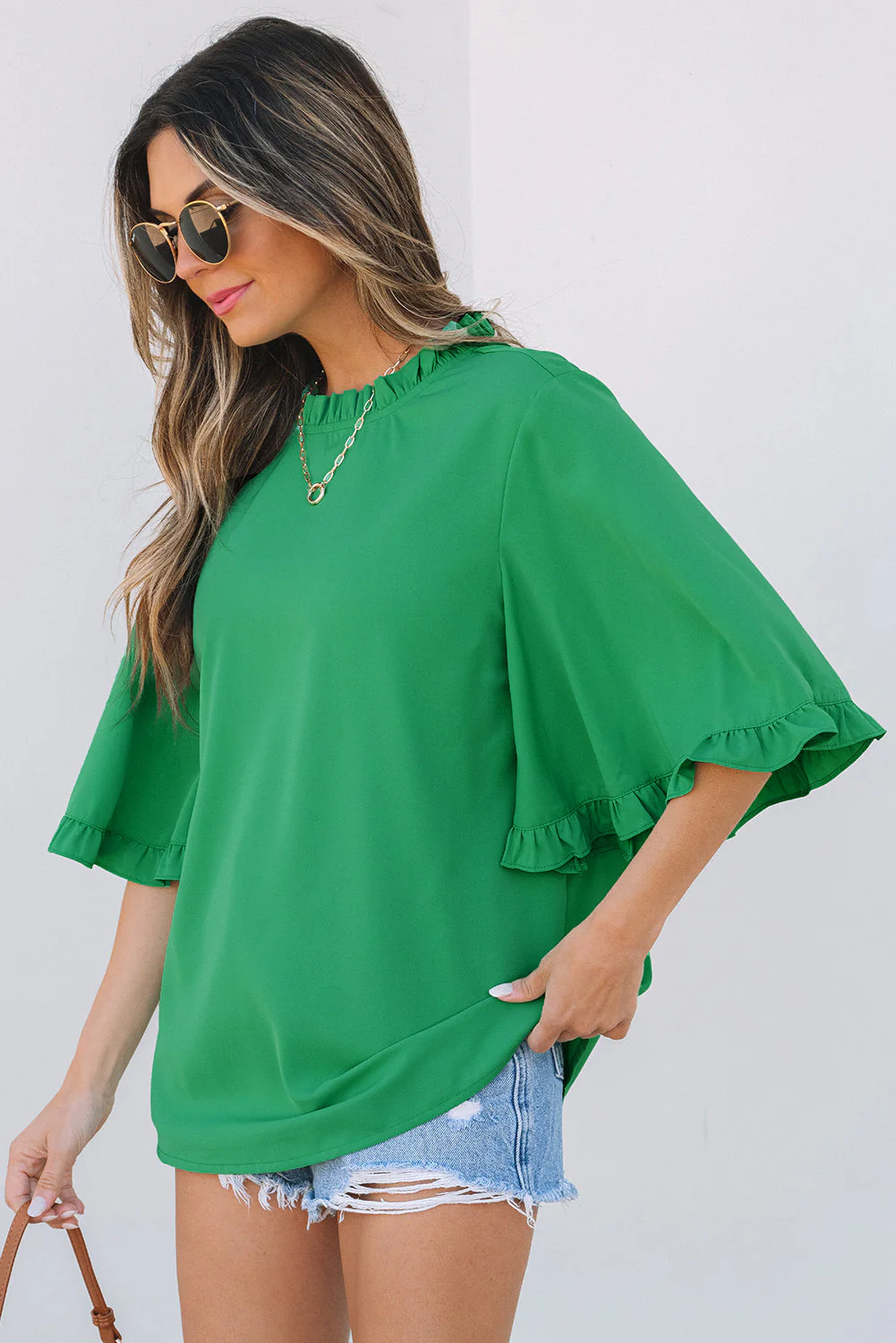 Threaded Pear Holland Frilly Half Sleeve Blouse - Image 4