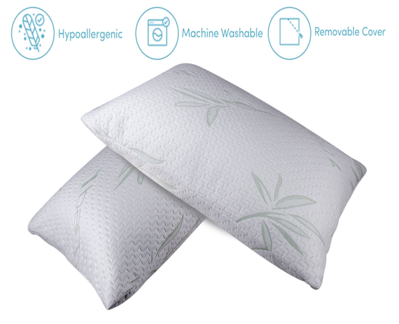 Home Sweet Home Dream 2 Pack Bamboo Shredded Memory-Foam Hypoallergenic Medium Comfort Bed Pillows - Image 5