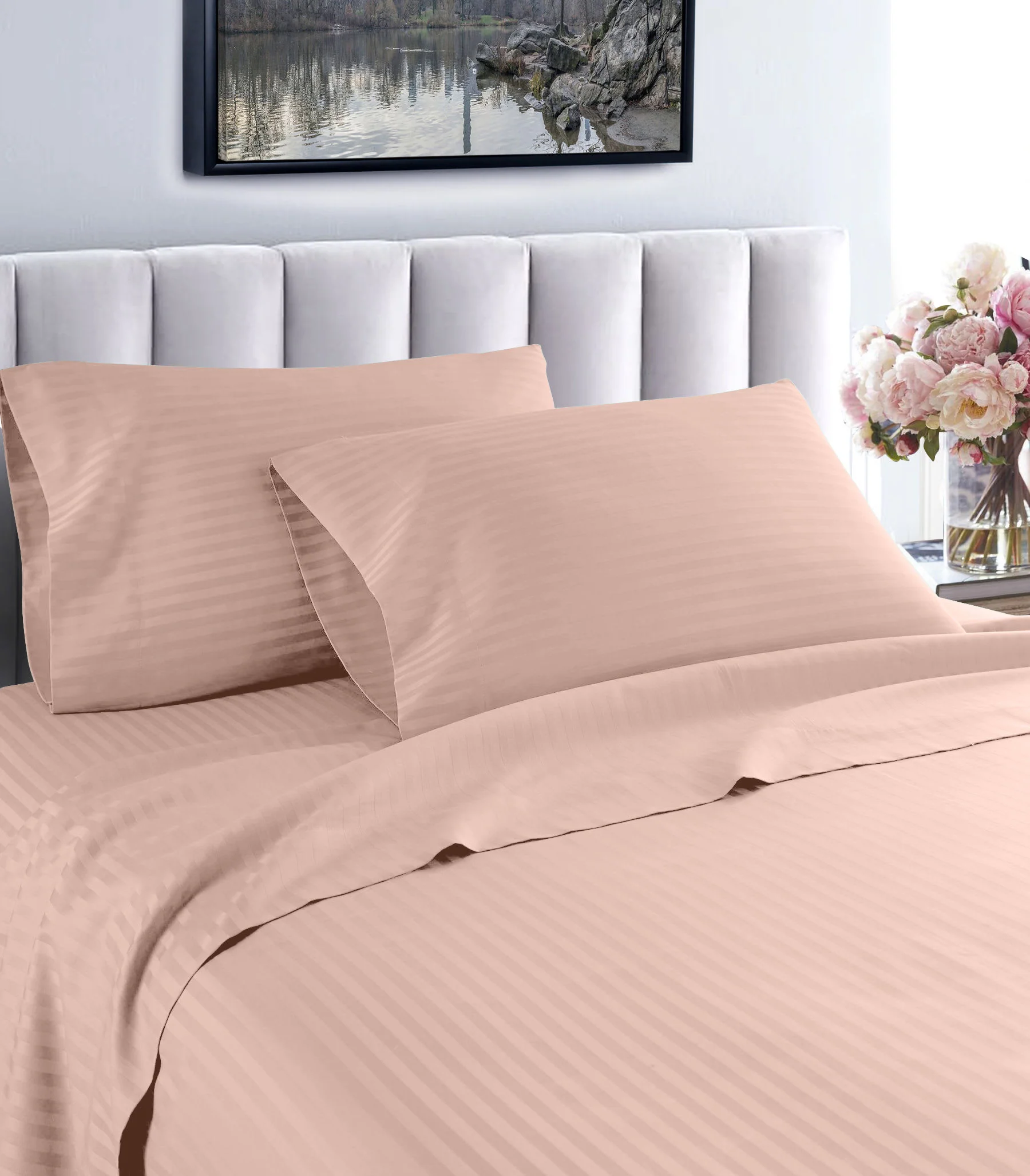 Home Sweet Home Dream Life Style Collection 1200 Thread Count Luxury Hotel Stripe Deep Pocket 100% Egyptian Cotton Bed Sheet Set - Image 41