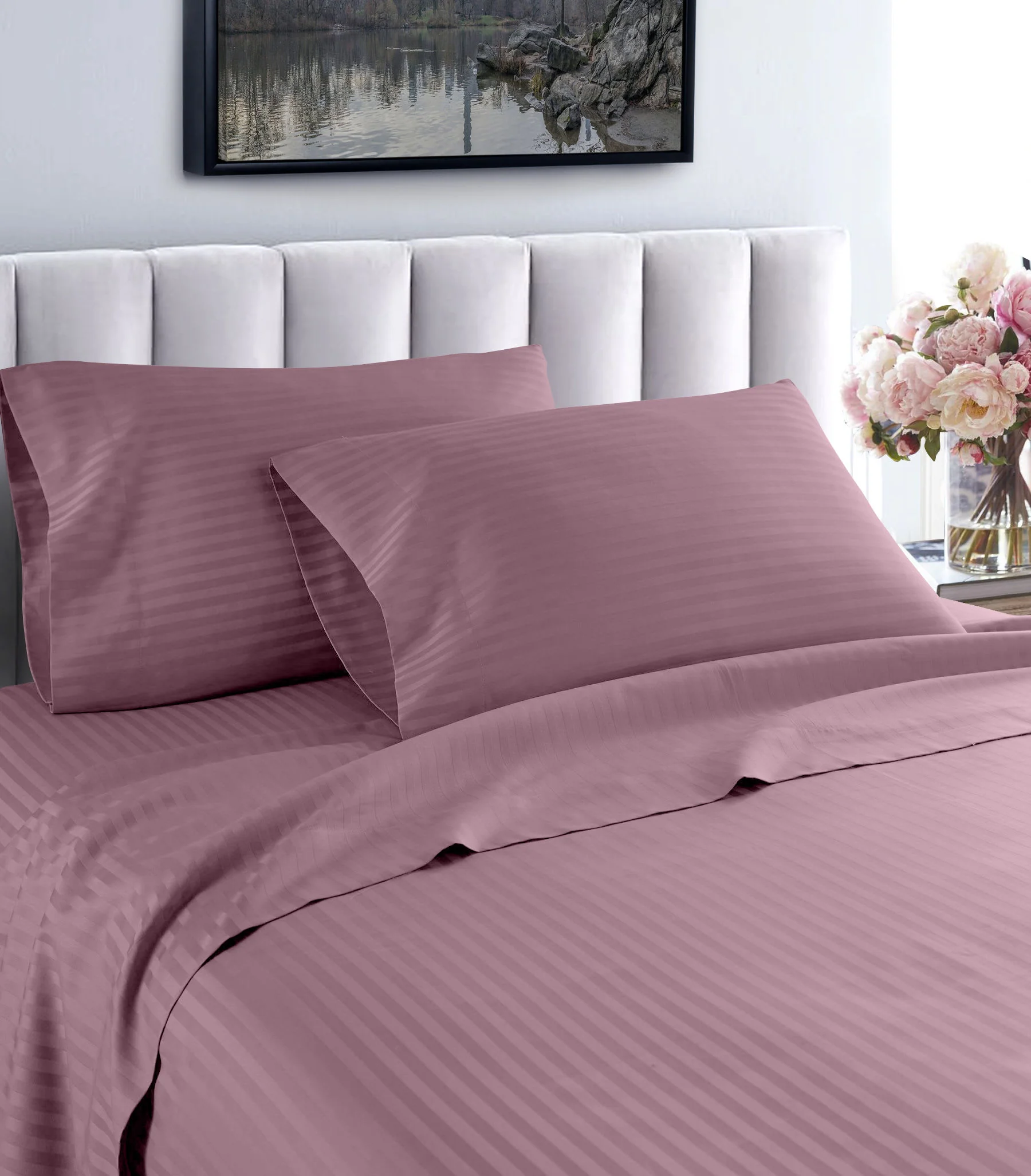 Home Sweet Home Dream Life Style Collection 1200 Thread Count Luxury Hotel Stripe Deep Pocket 100% Egyptian Cotton Bed Sheet Set - Image 49