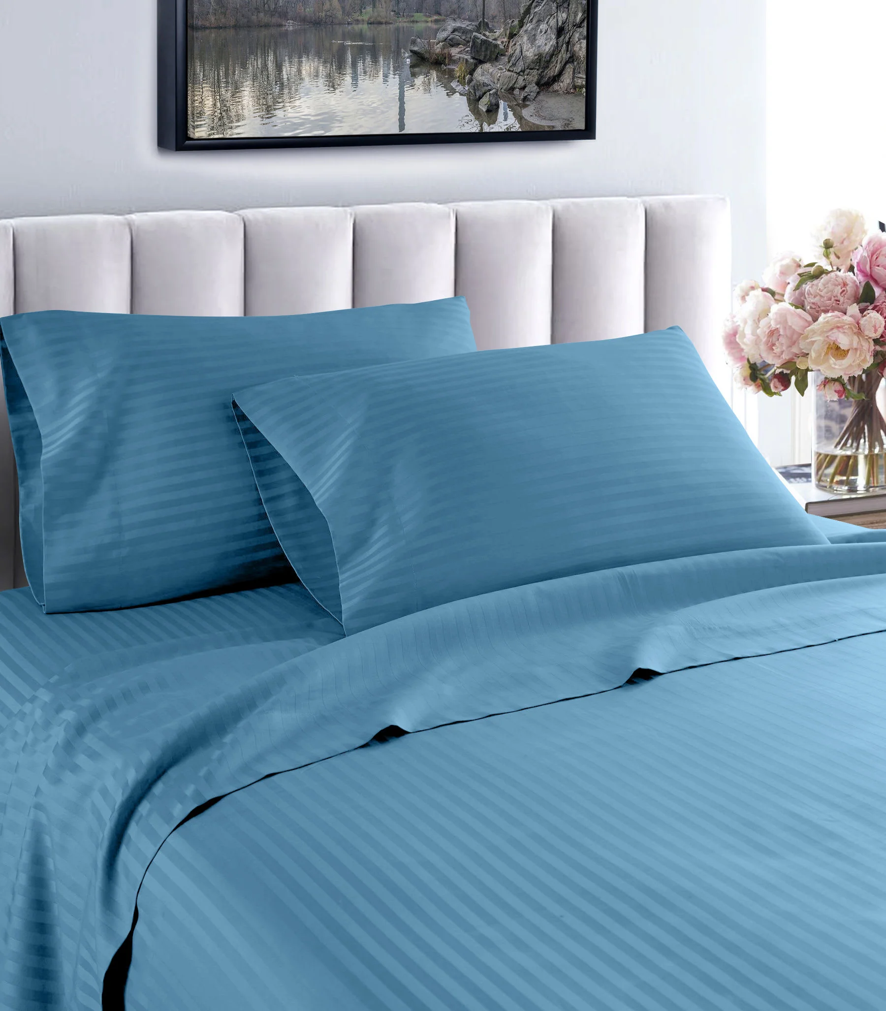 Home Sweet Home Dream Life Style Collection 1200 Thread Count Luxury Hotel Stripe Deep Pocket 100% Egyptian Cotton Bed Sheet Set - Image 69