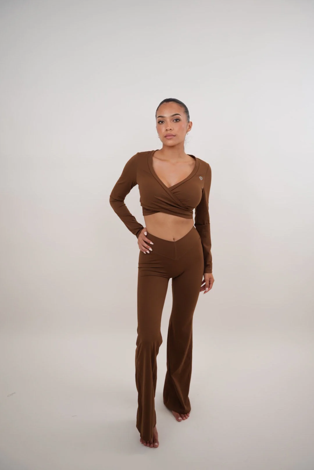 I Am Present Brown Stretch Flare Legging - Image 3
