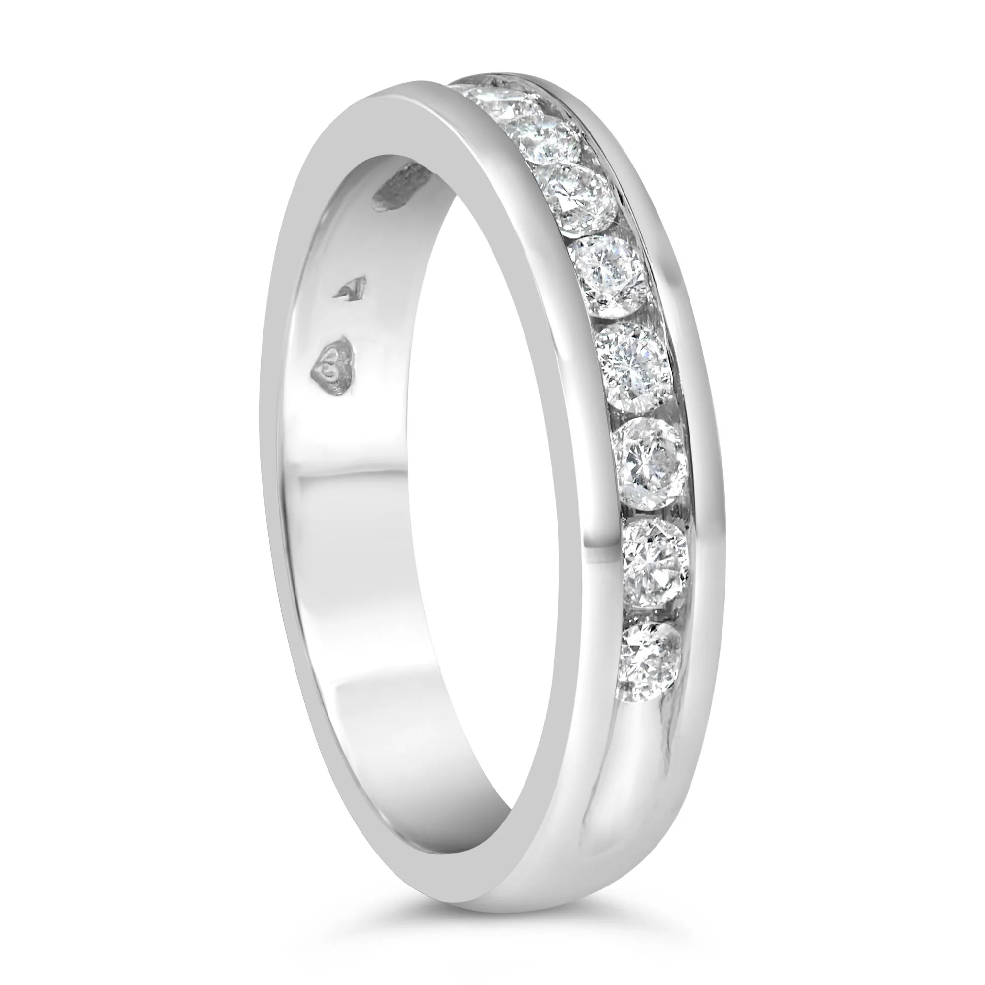 IGI Certified 1/2 Cttw Round Brilliant Cut Diamond 18K White Gold Channel Set Eternity Style Wedding Band Ring (H-I Color, I1-I2 Clarity) - Image 5