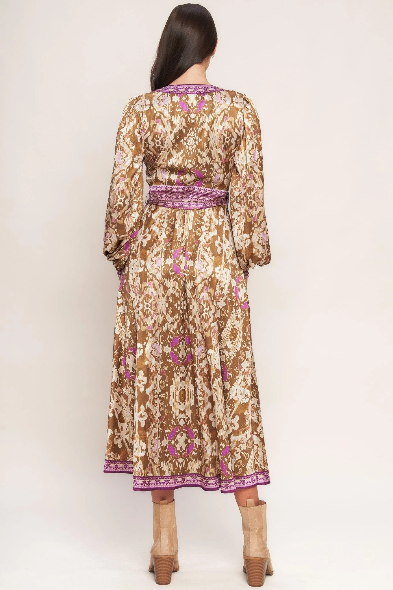 Ikat Bloom Woven Midi True Wrap Dress - Image 5