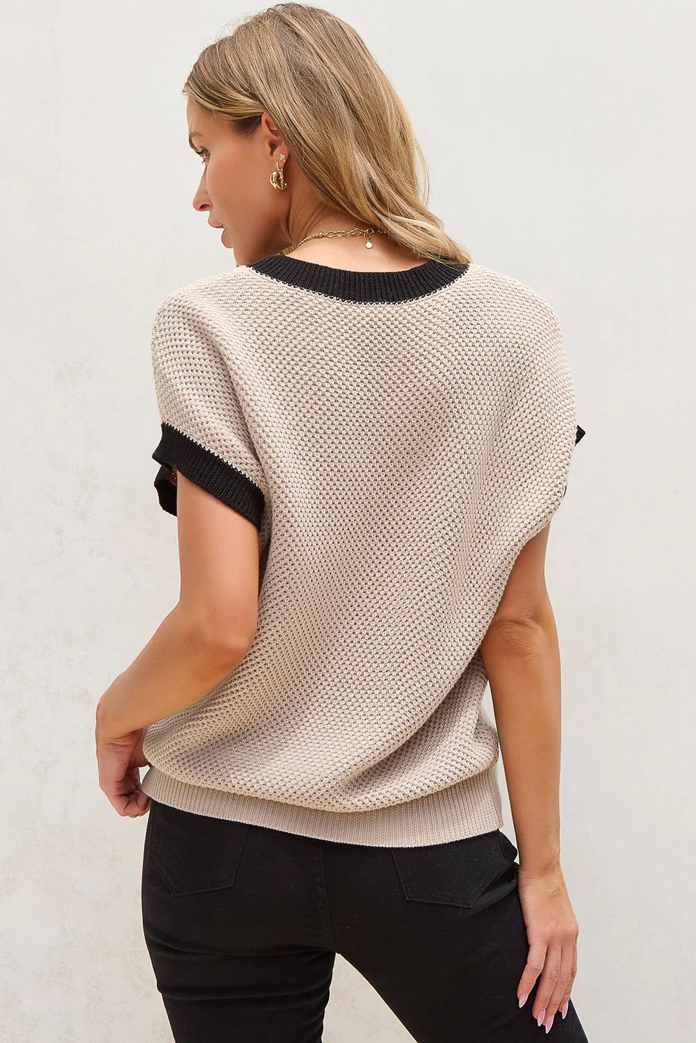 Threaded Pear Inaya Beige Batwing Sleeve Sweater Top - Image 2