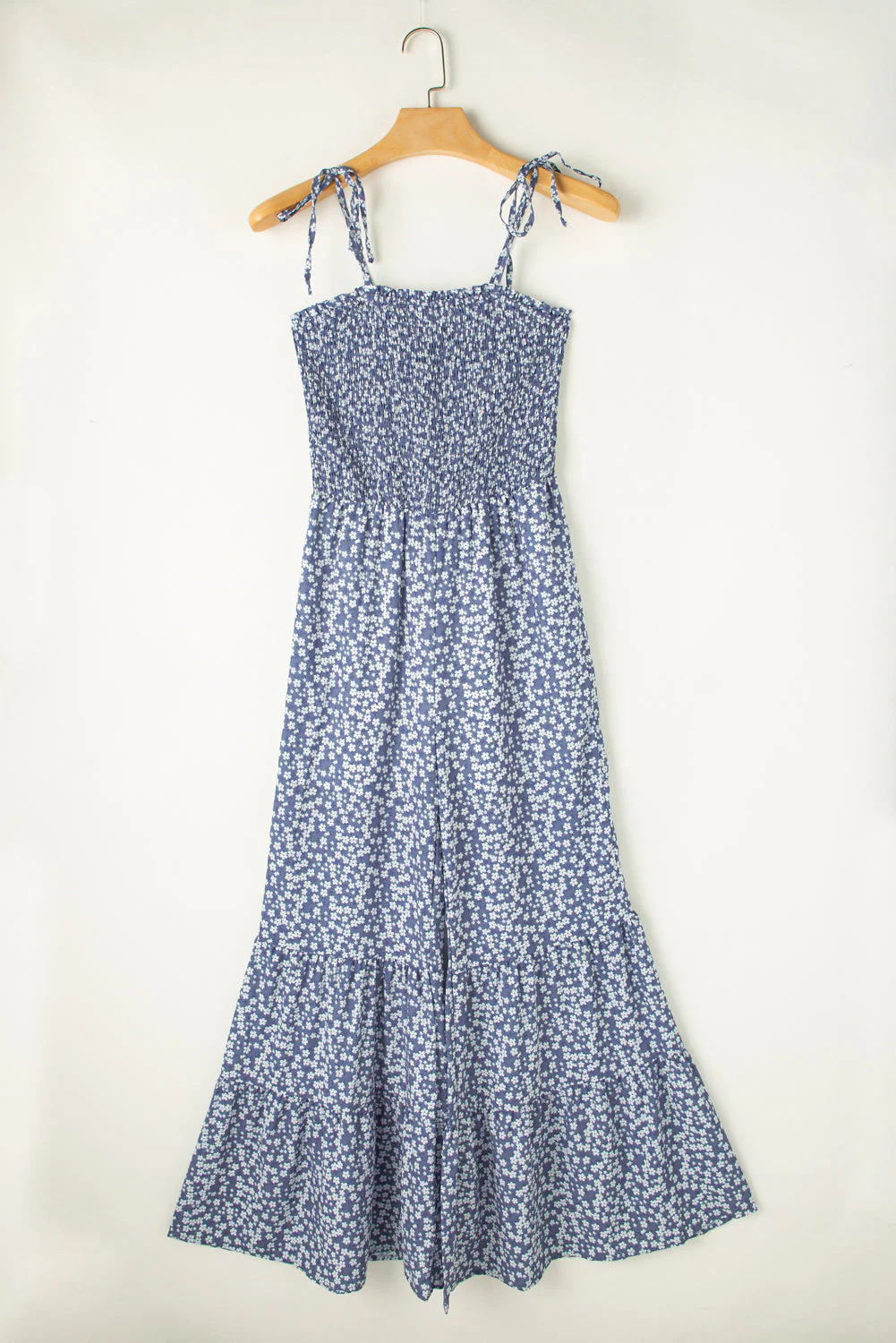 Threaded Pear Indie Smocked Bodice Wide Leg Floral Jumpsuit - Image 3