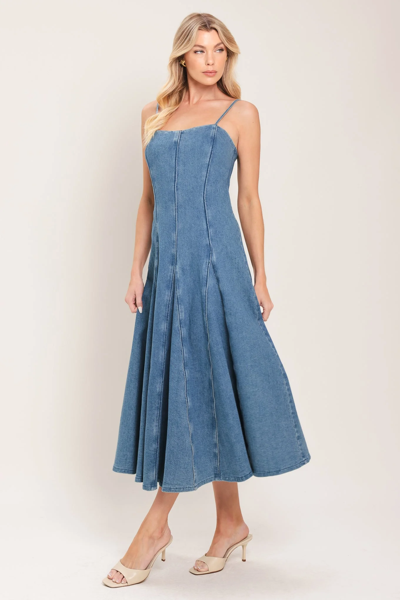 Indigo Whisper Denim Midi Dress - Image 4