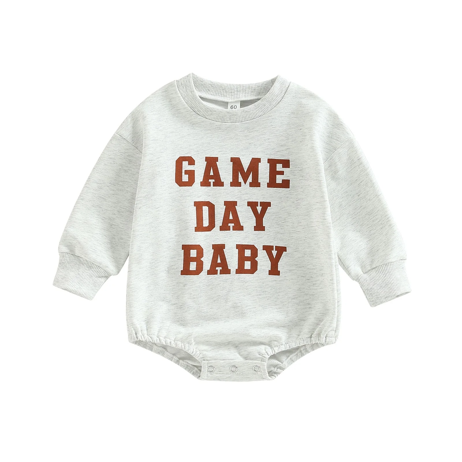 Infant Baby Boys Girls Bodysuit Long Sleeve Crew Neck Game Day Baby Football Print Jumpsuit Bubble Romper - Image 2