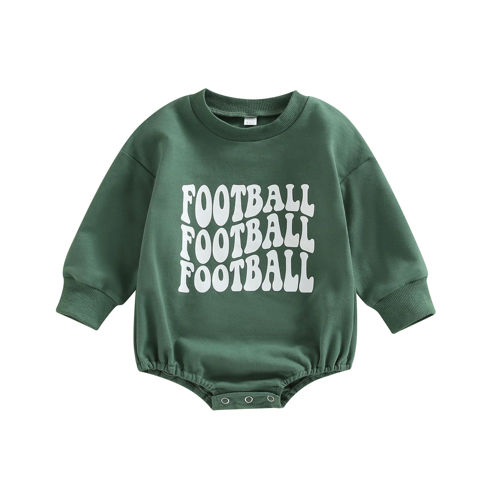 Infant Baby Boys Girls Bodysuit Long Sleeve Crew Neck Game Day Baby Football Print Jumpsuit Bubble Romper - Image 3