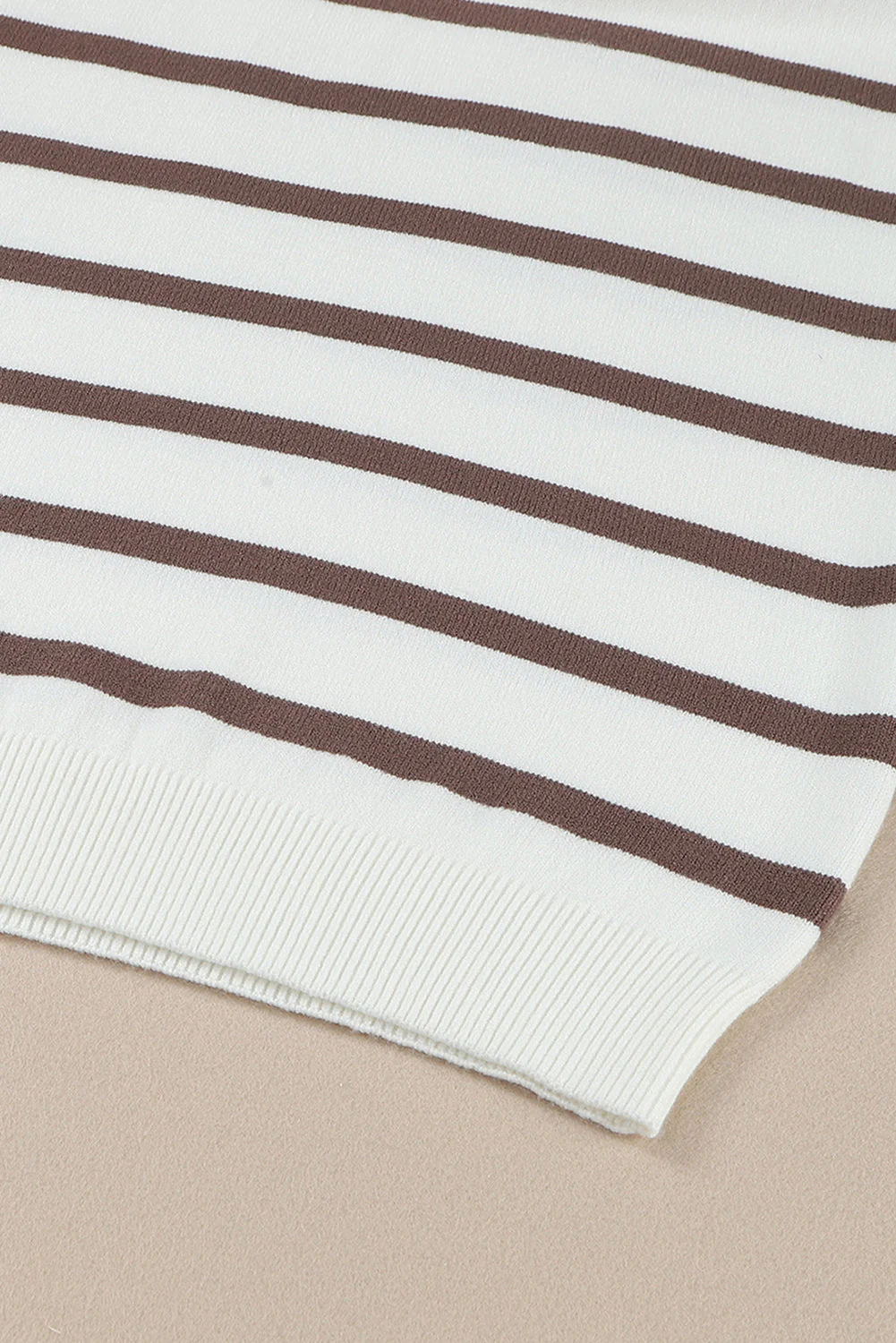 Threaded Pear Iris Striped Zip Collared Loose Sweater Mini Dress - Image 15