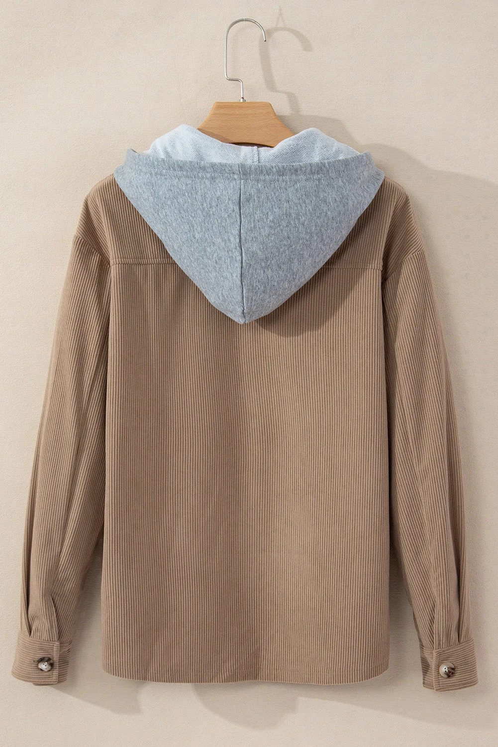 Threaded Pear Isabella Hooded Drawstring Corduroy Shacket - Image 5