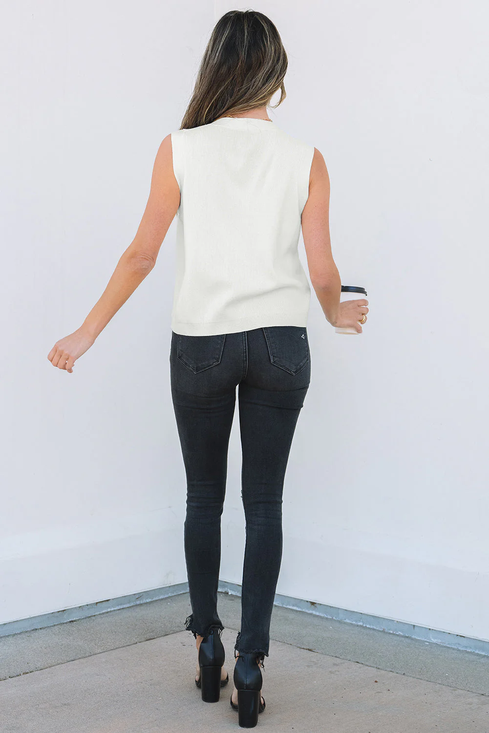 Threaded Pear Izabella V Neck Buttoned Sweater Vest - Image 2