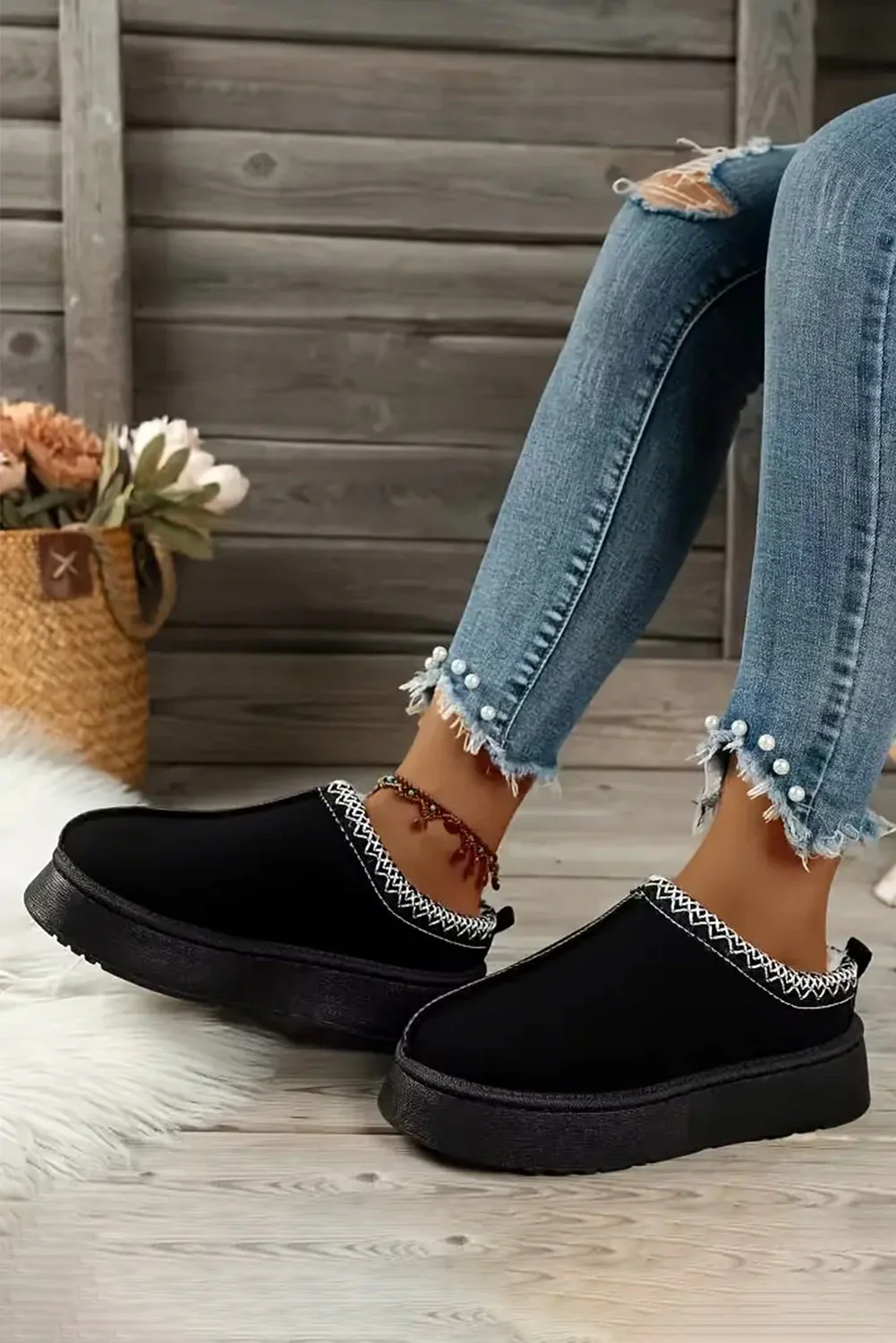 Threaded Pear Jade Suede Plush Lined Snow Boots - Image 11