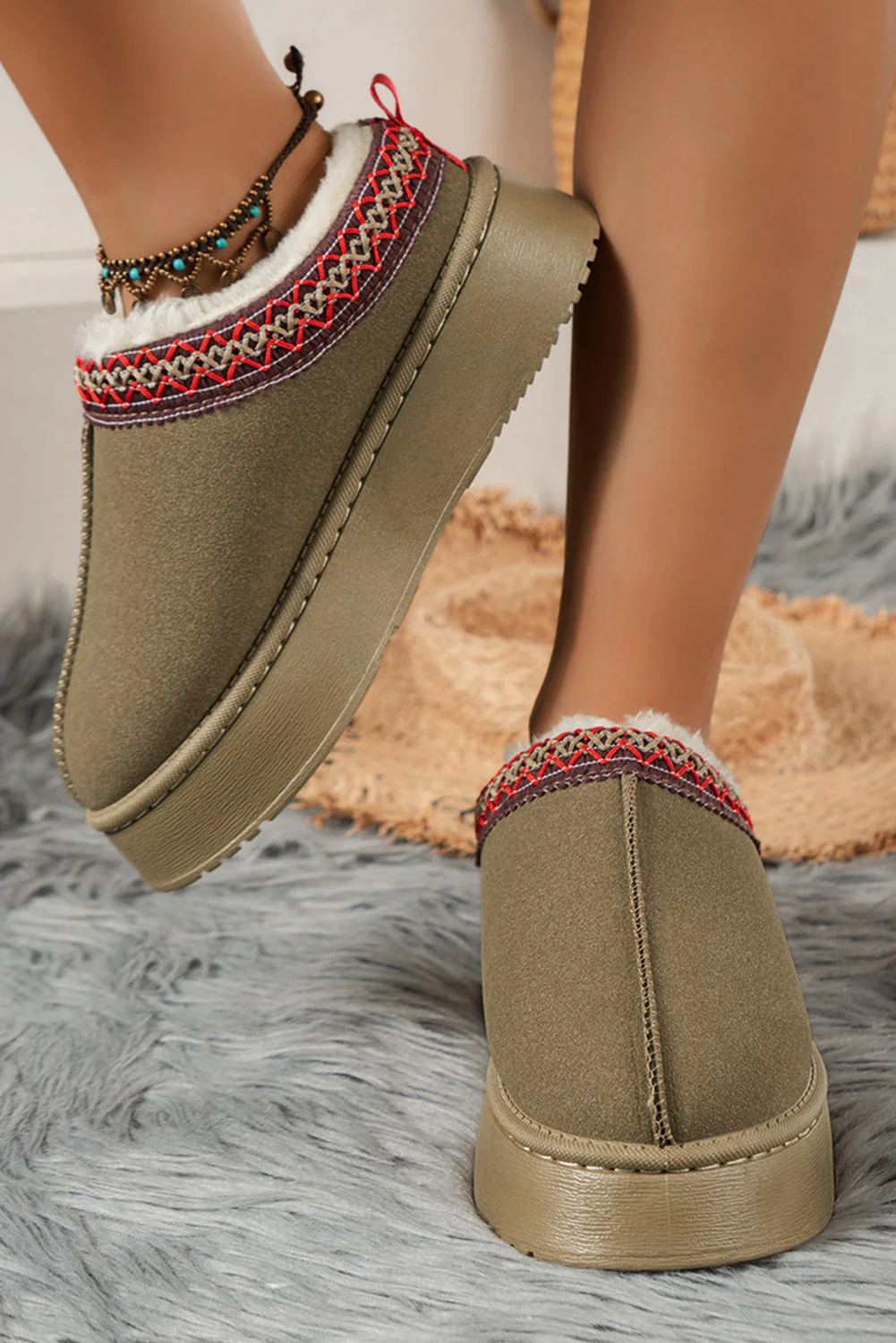 Threaded Pear Jade Suede Plush Lined Snow Boots - Image 3