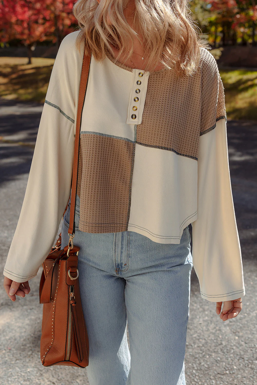 Threaded Pear Jaliyah Knit Stitch Detail Long Sleeve Top - Image 5