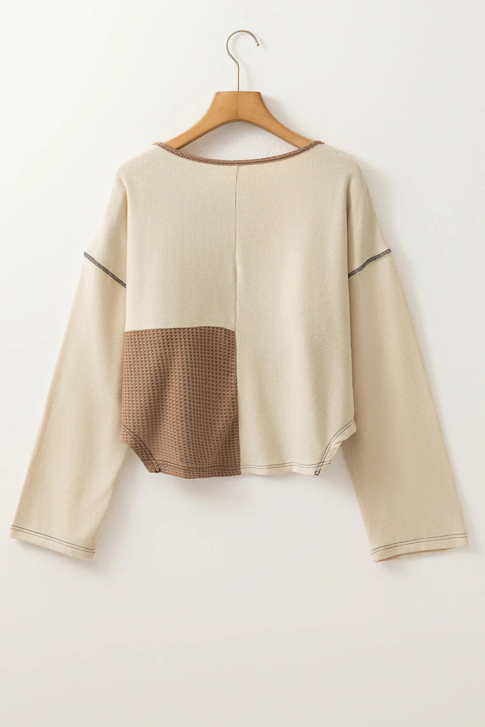 Threaded Pear Jaliyah Knit Stitch Detail Long Sleeve Top - Image 7
