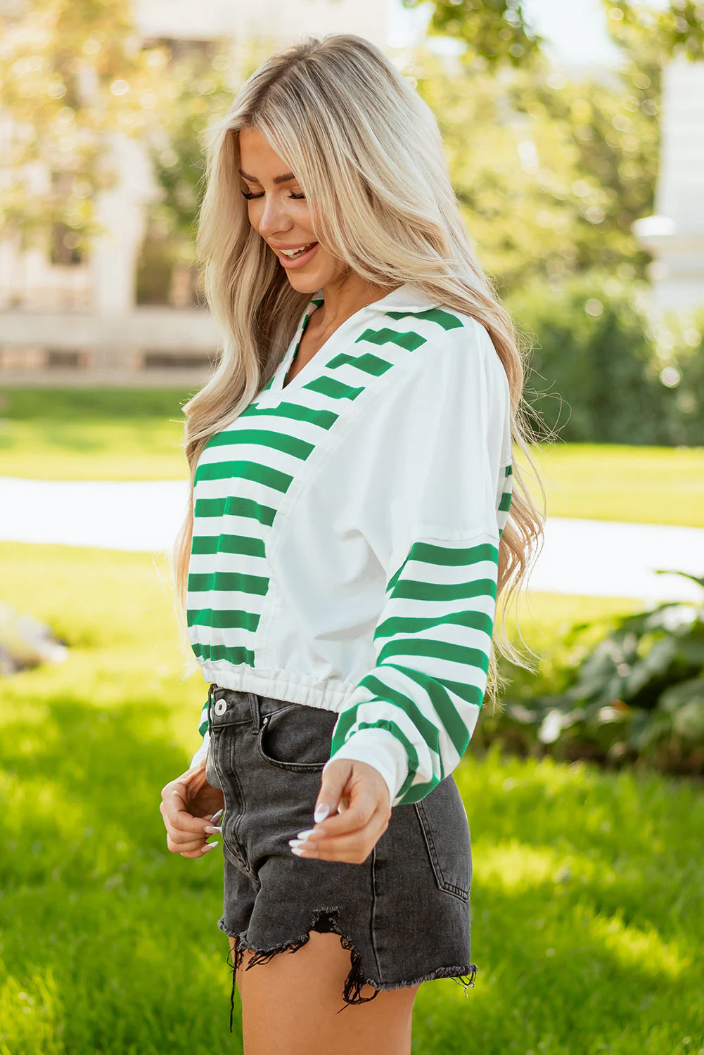 Threaded Pear Janelle Collared Cropped Knit Pullover - Image 4