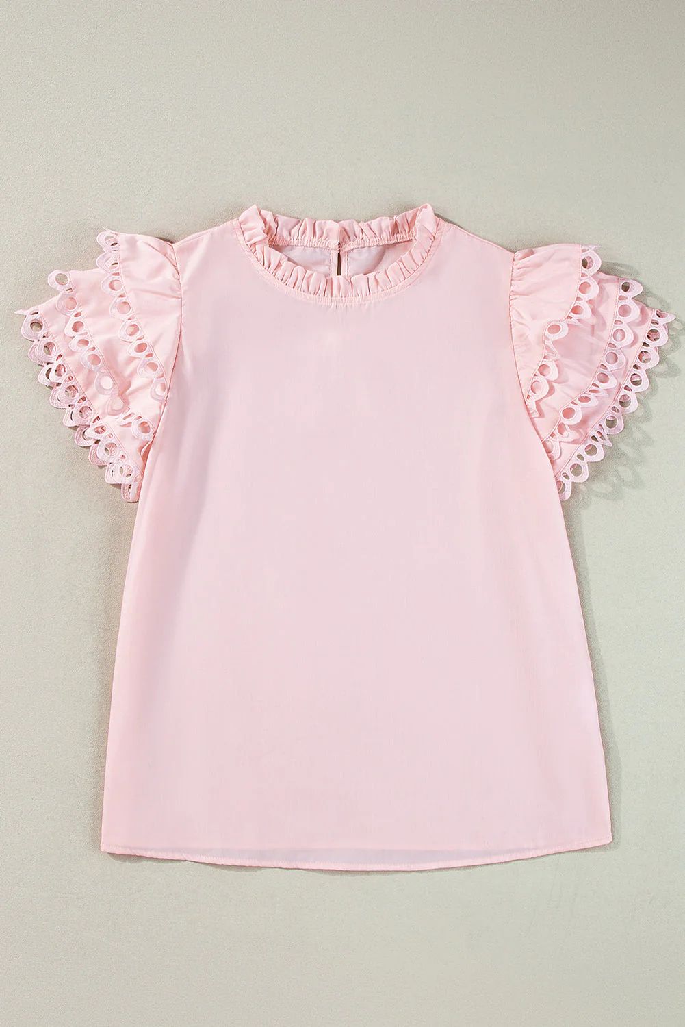 Threaded Pear Jessie Layered Ric Rac Cap Sleeve Filled Neck Blouse - Image 10