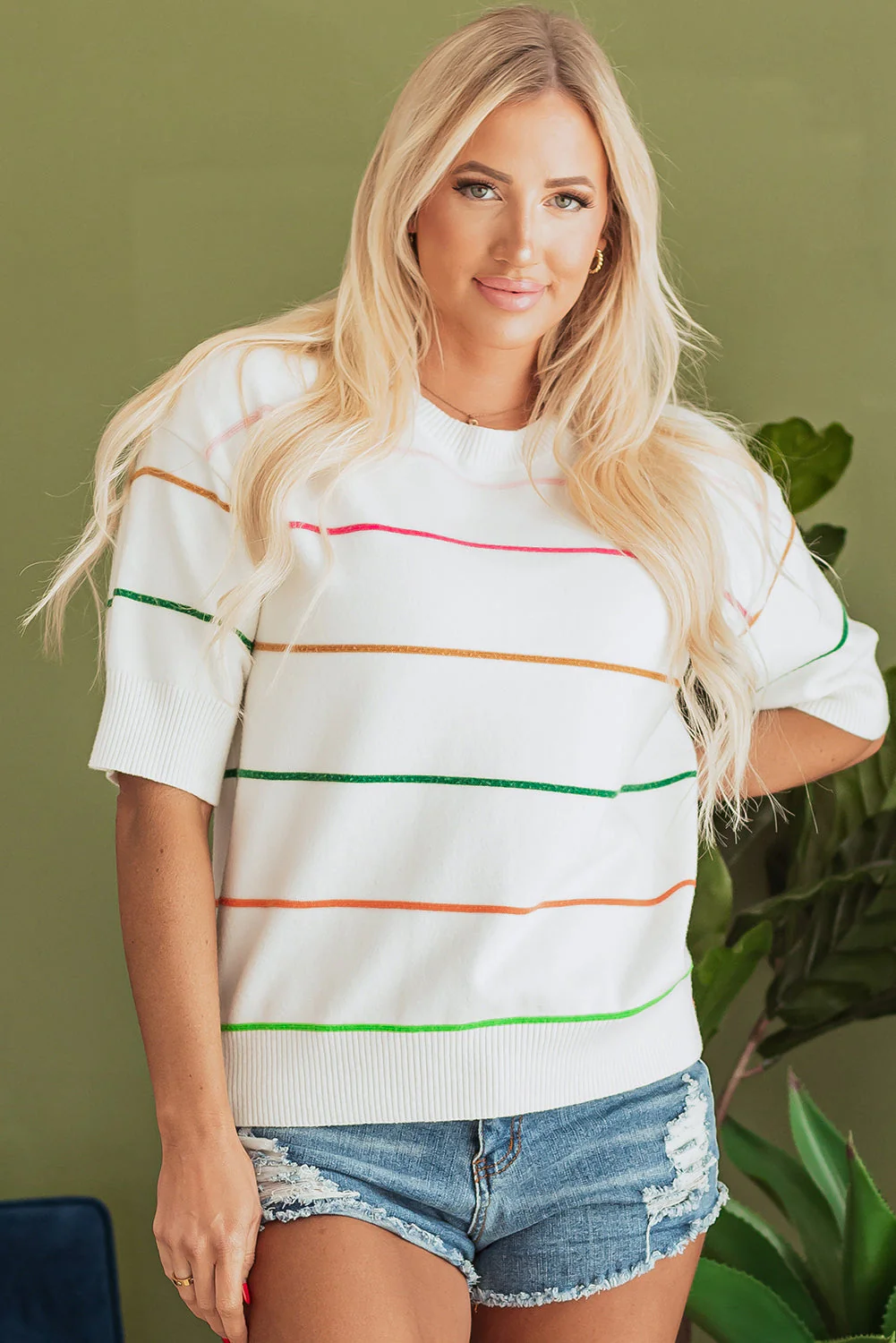 Threaded Pear Joanna Striped Drop Shoulder Sweater - Image 4