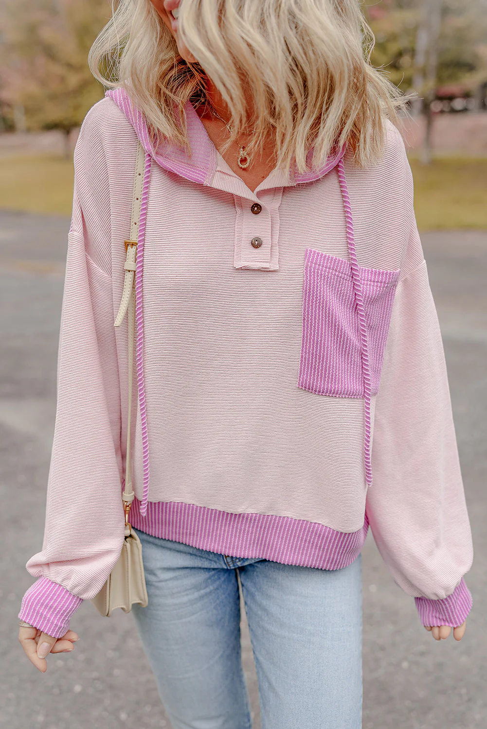 Threaded Pear Johanna Patch Drawstring Hooded Top - Image 3
