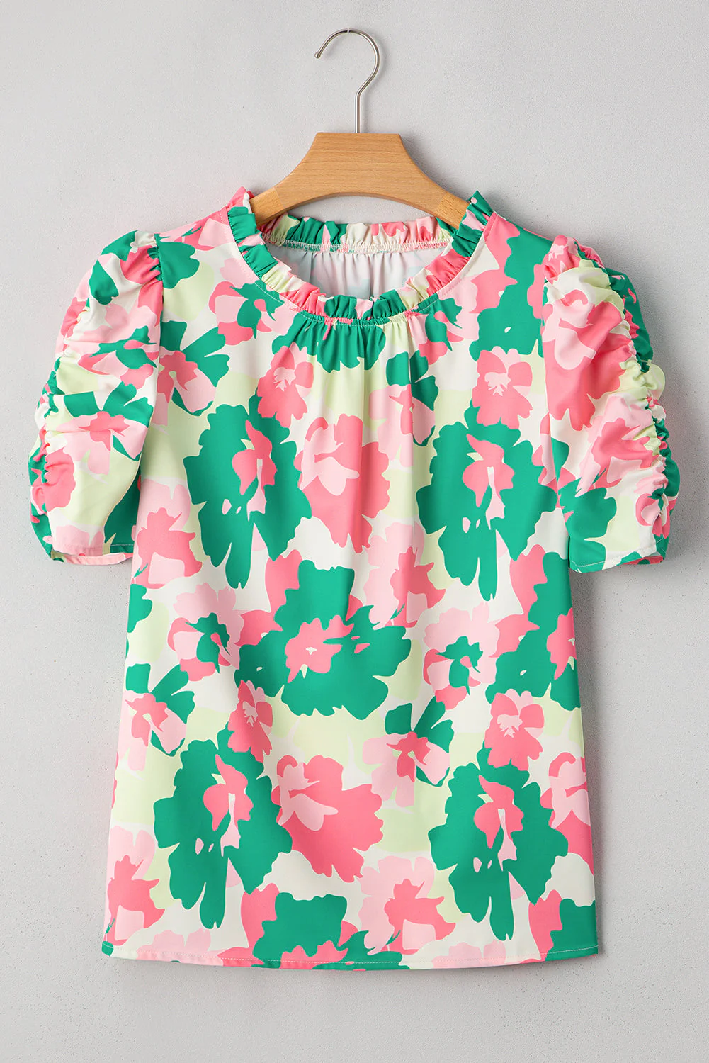Threaded Pear Jolene Ruched Short Sleeve Blouse - Image 8