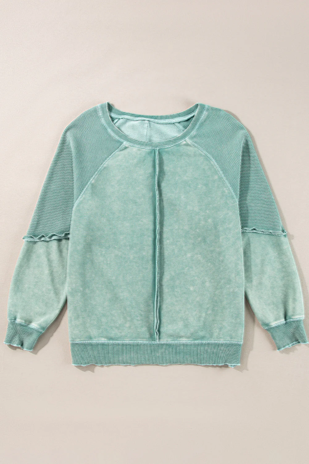 Threaded Pear Jolie Waffle Exposed Seam Raglan Sweatshirt - Image 3