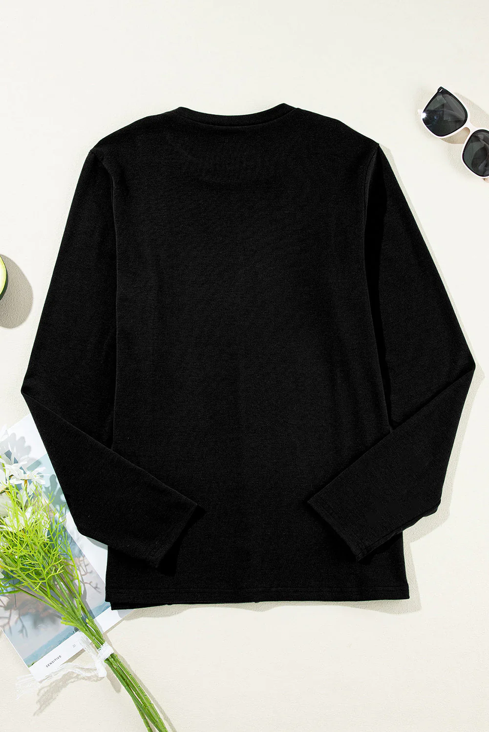 Threaded Pear Judith Solid Exposed Seam Long Sleeve Top - Image 15