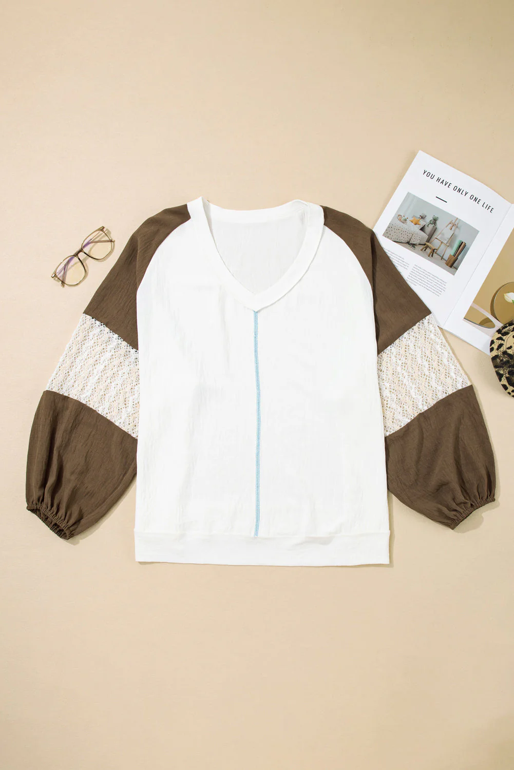 Threaded Pear Julietta Patchwork Balloon Sleeve PLUS Blouse - Image 11