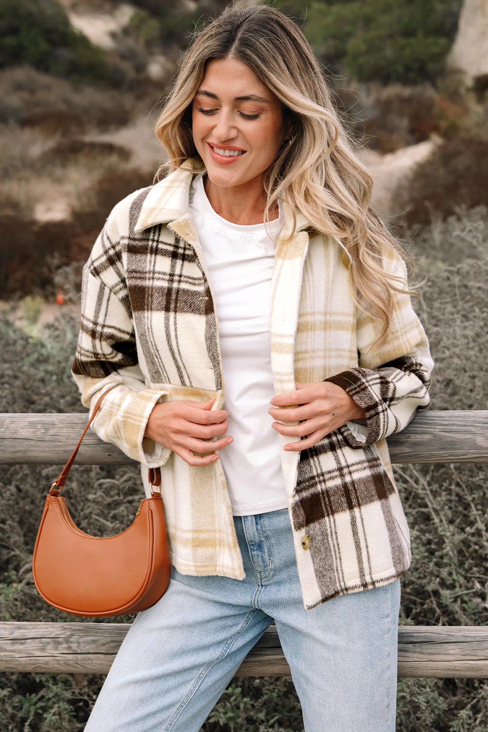 Threaded Pear Julinique Plaid Patchwork Side Shacket - Image 4
