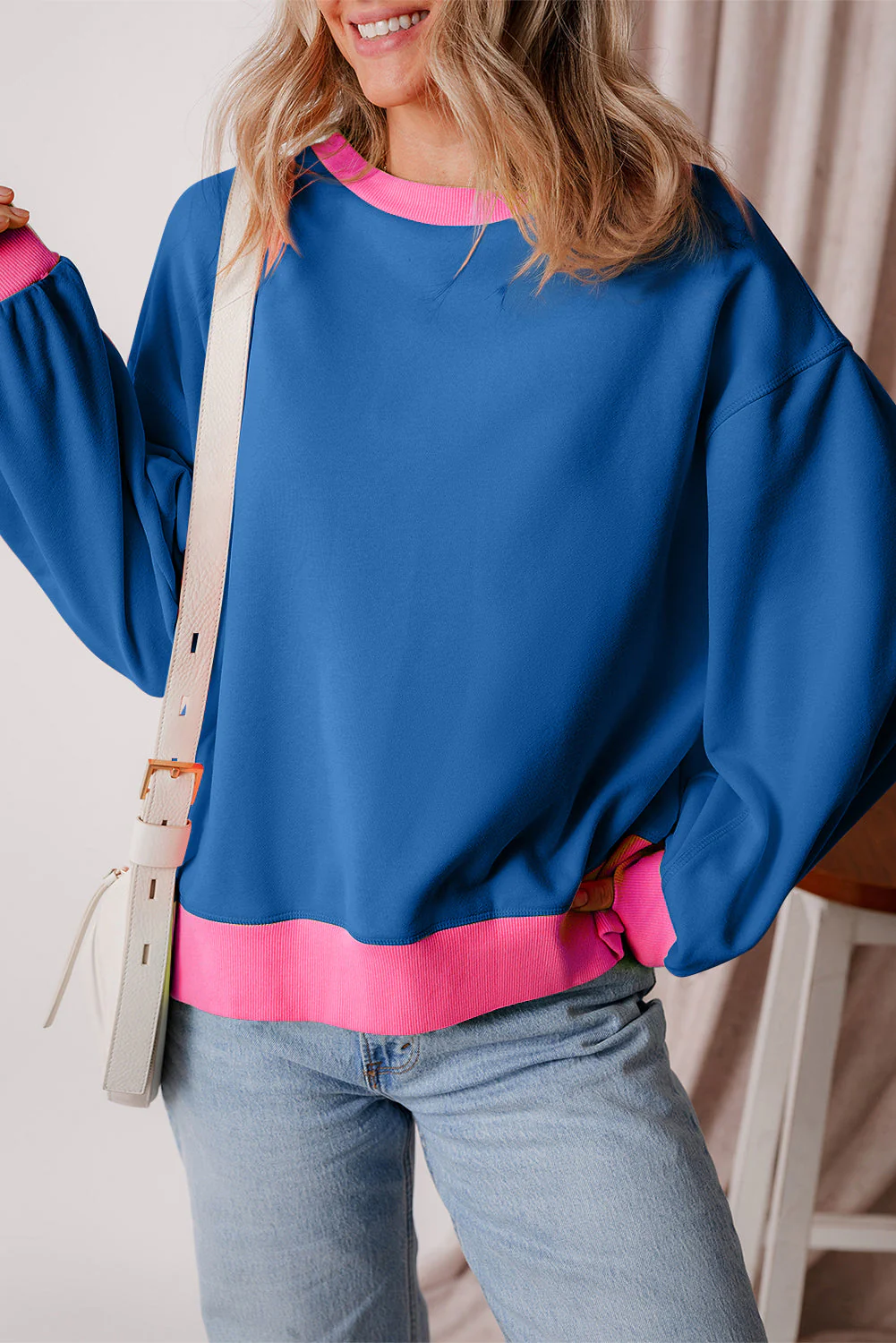 Threaded Pear Karilia Colorblock Bubble Sleeve Sweatshirt - Image 3