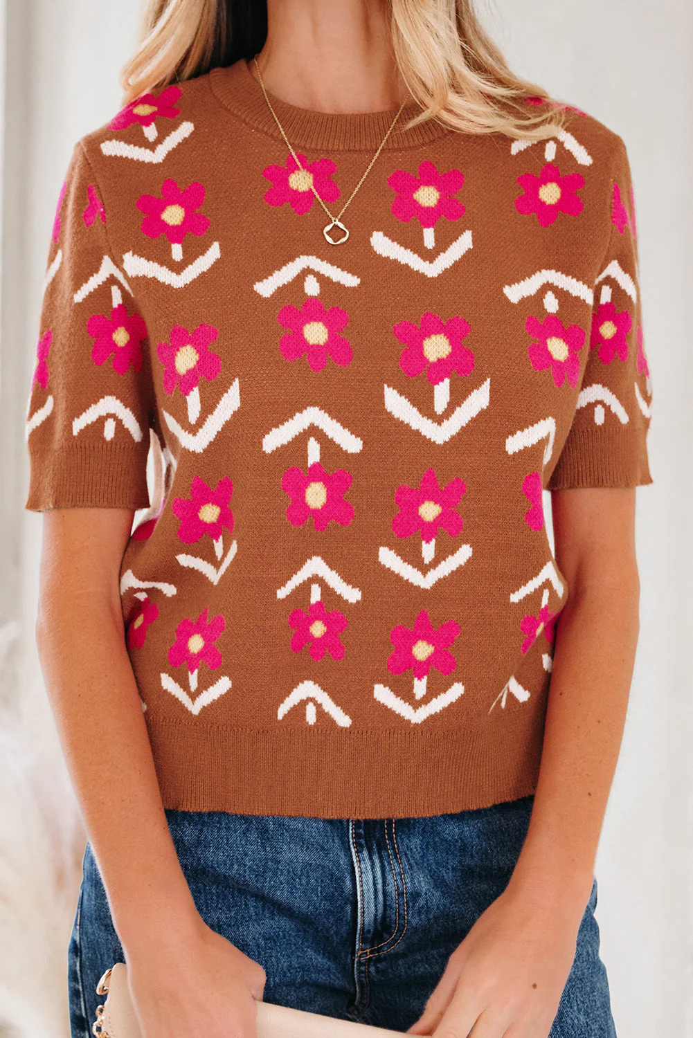 Threaded Pear Karla Short Puff Sleeve Sweater - Image 6