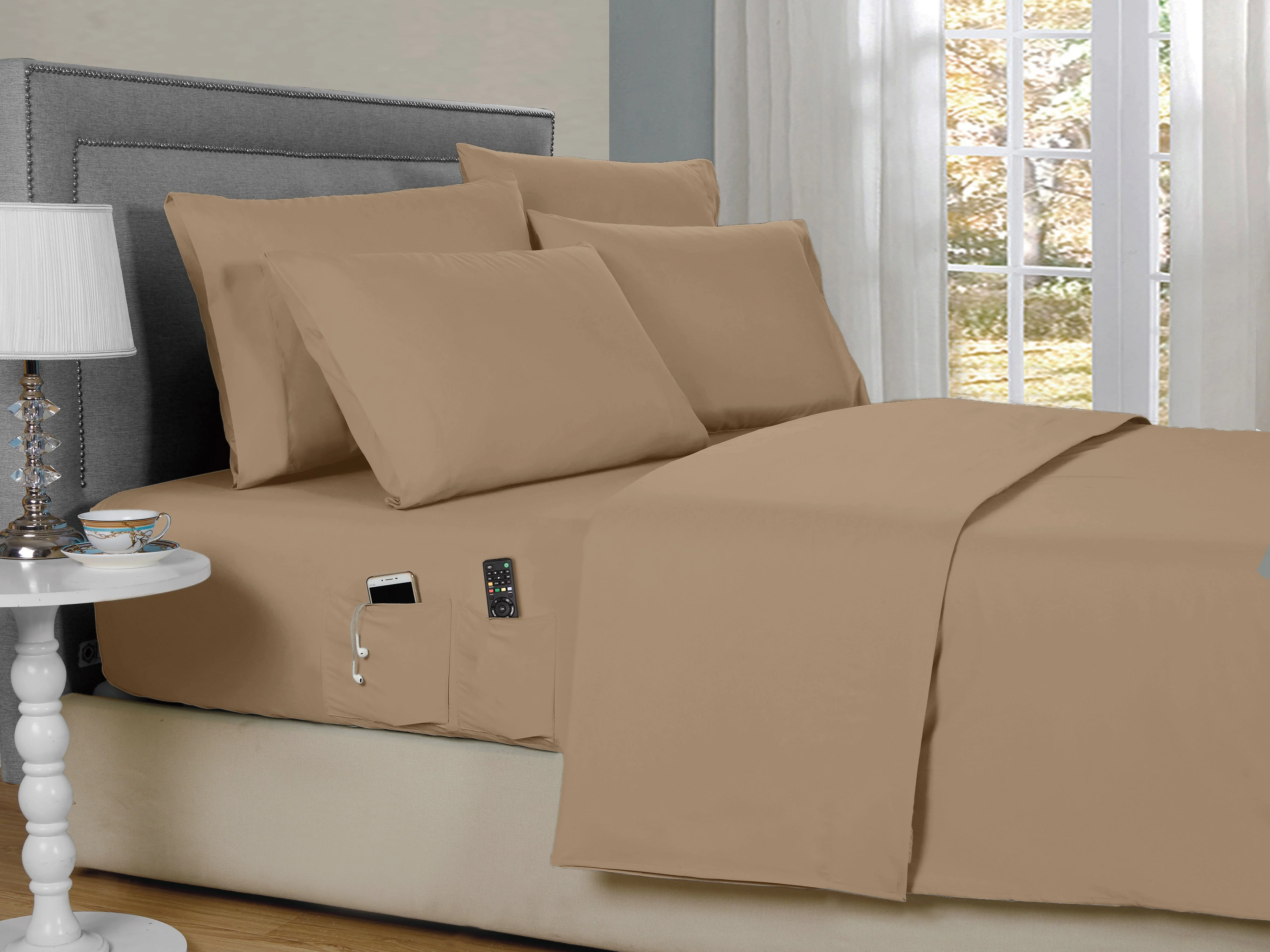 Kathy Ireland 6-Piece Microfiber Smart Sheet Sets with Side Pocket - Image 8