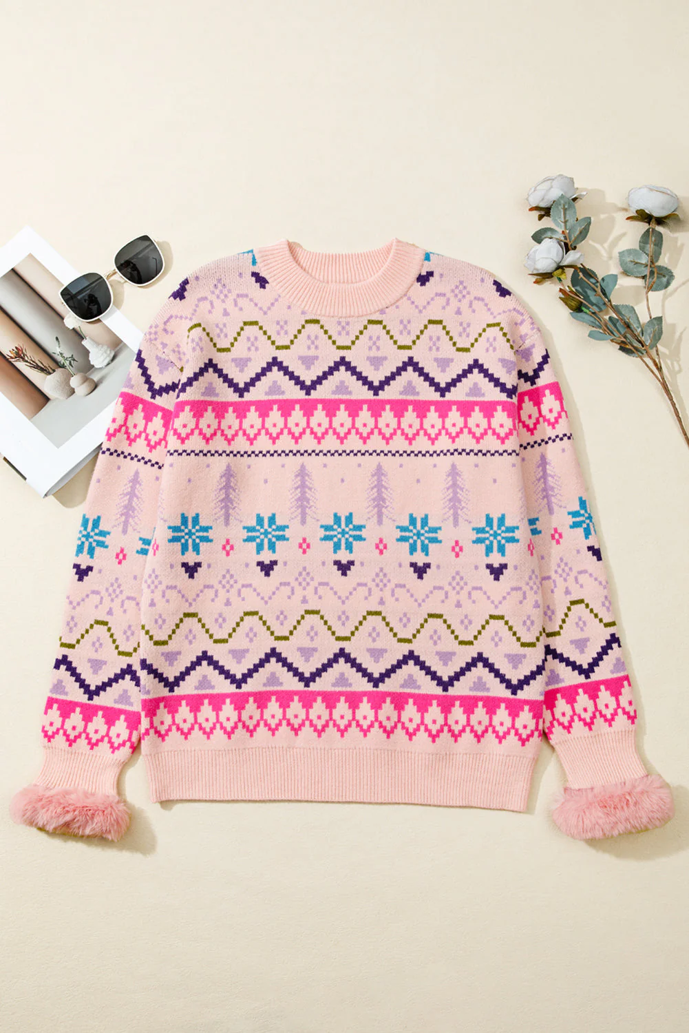Threaded Pear Kayaetta Knit Feather Cuffed Sweater - Image 7