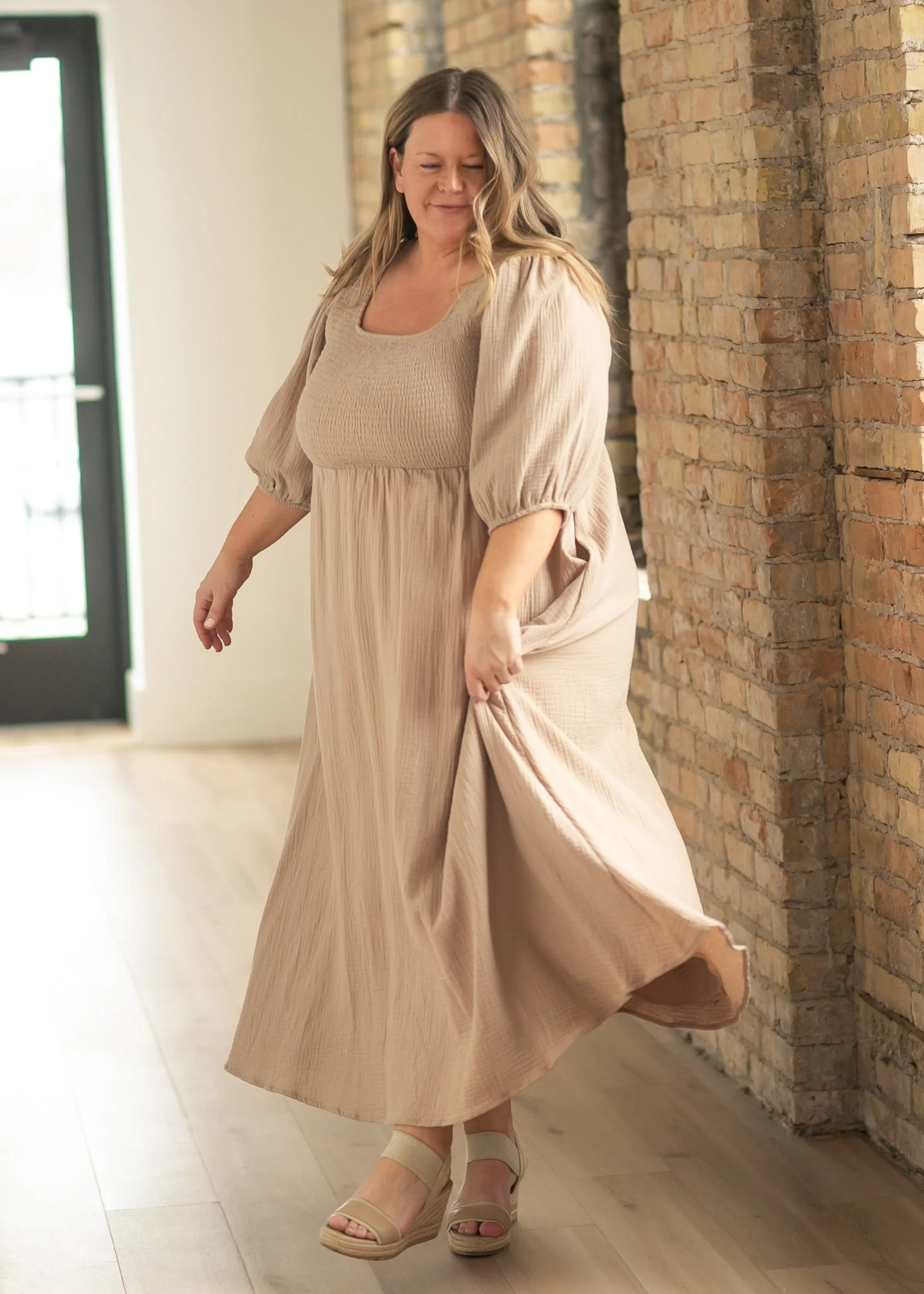 Kayleen Tan Smocked Bodice Gauze Dress - Image 11
